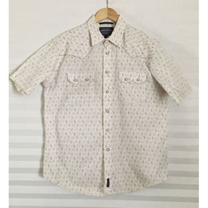 Rough Stock Panhandle Slim Pearl Snap Western Cowboy Shirt Size L Short Sleeve